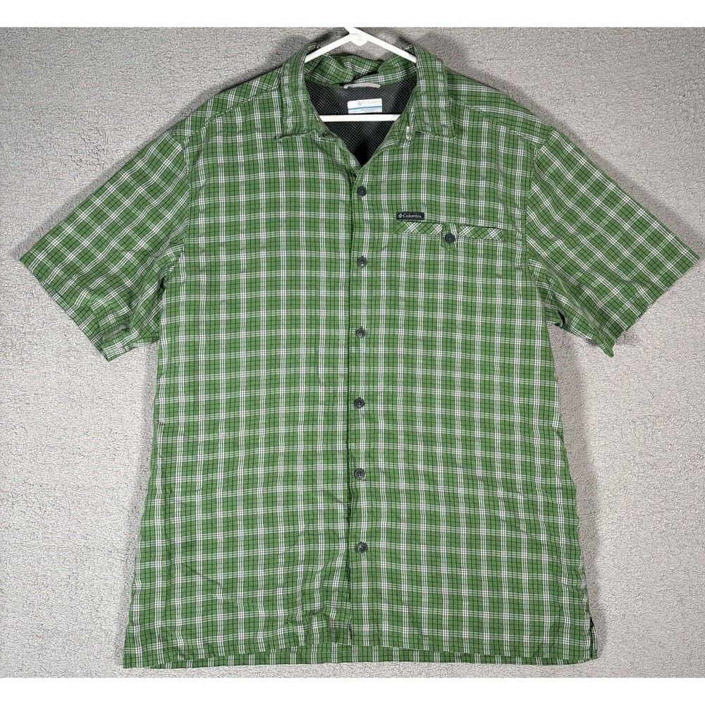 Columbia Button Down Shirt Men’s‎ Size L Green Plaid